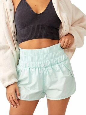 Free People Movement The Way Home Shorts Large Aqua Sea Sky Blue High Rise